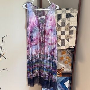 ONE WORLD Multicolor Sleeveless Midi Dress